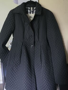 Burberry Black Quilted A-Line Puffer Coat